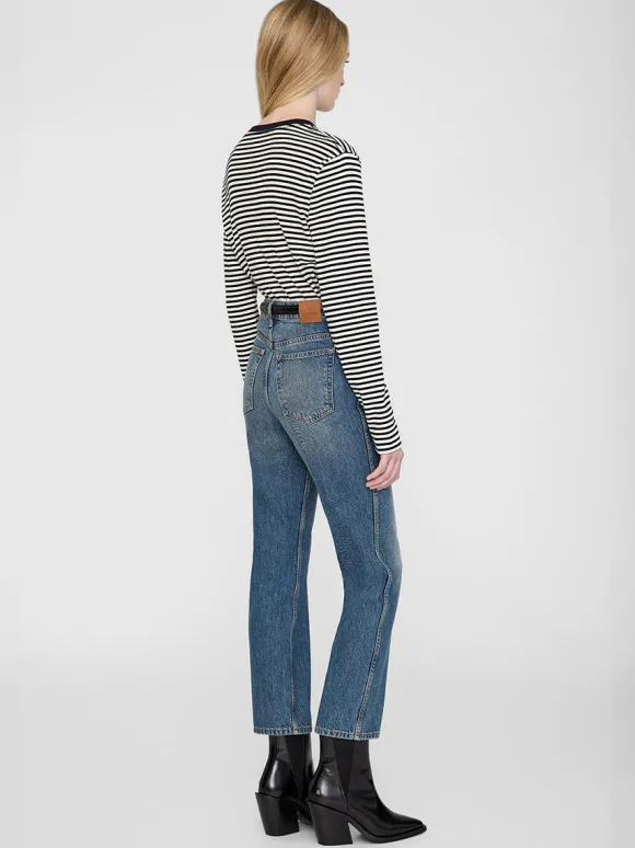 Alessia Long Sleeve Tee in Cream Stripe