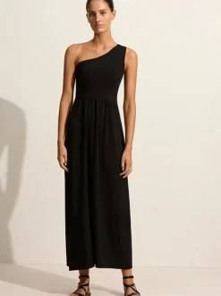Asymmetric Knit Dress In Black