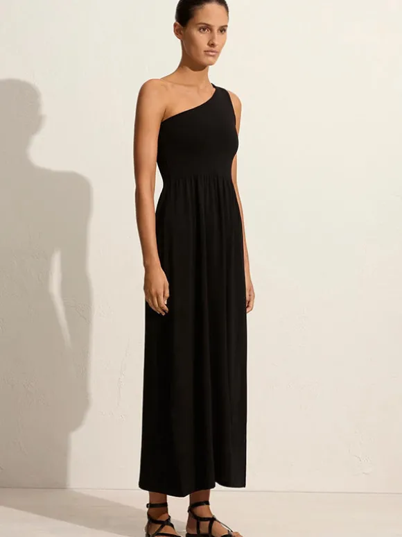 Asymmetric Knit Dress In Black
