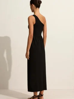 Asymmetric Knit Dress In Black