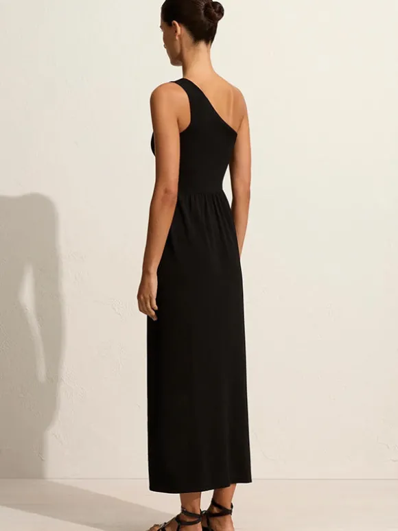 Asymmetric Knit Dress In Black