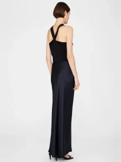 Bar Silk Maxi Skirt in Night Navy