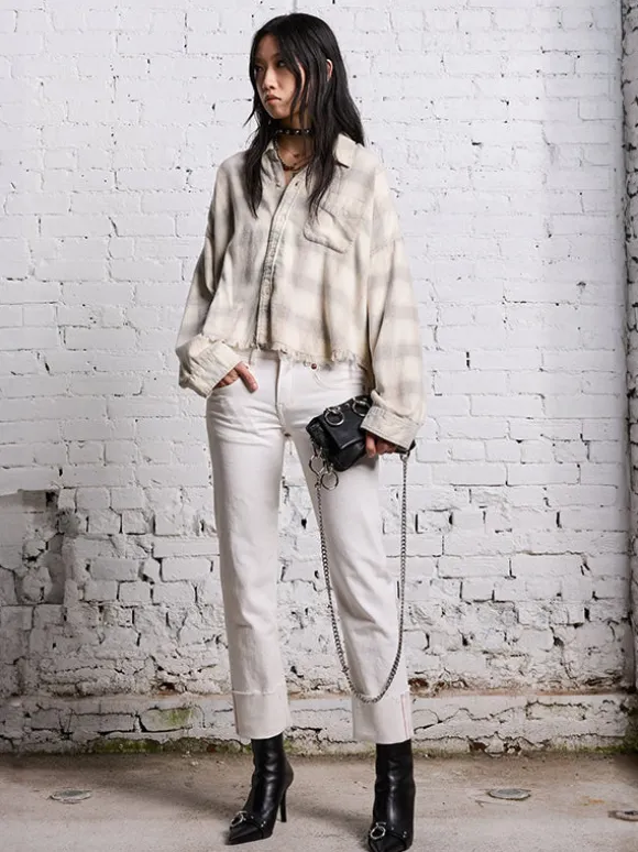 Boy Straight w/Cuff in Sutton White
