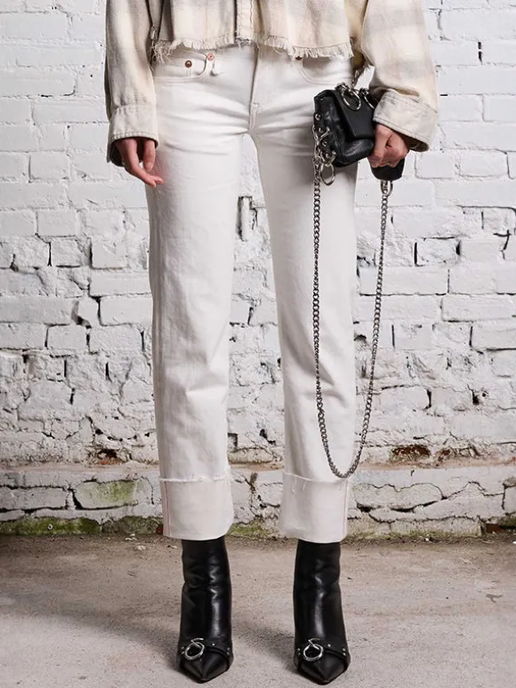 Boy Straight w/Cuff in Sutton White