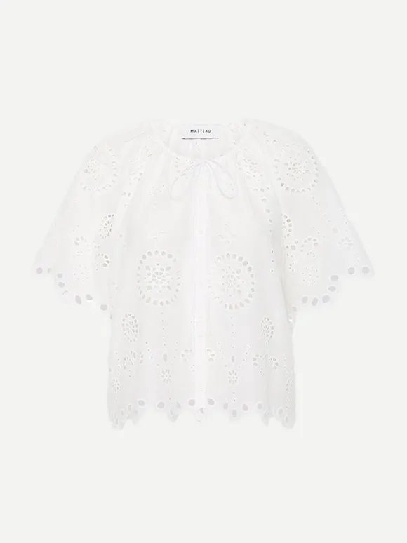Broderie Blouse in White