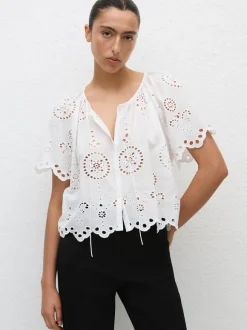 Broderie Blouse in White