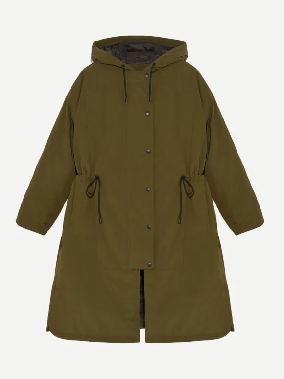 Cape Style Technical Coat in Army Green