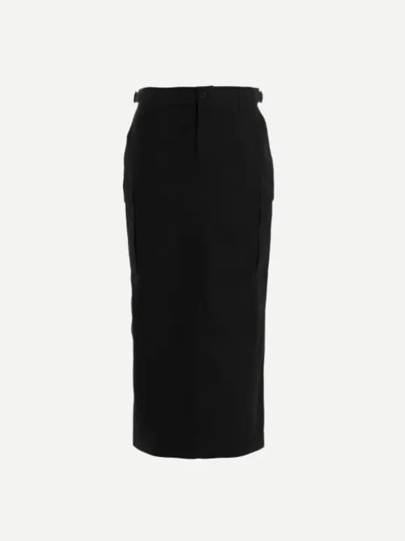 Cargo Skirt Midi in Black
