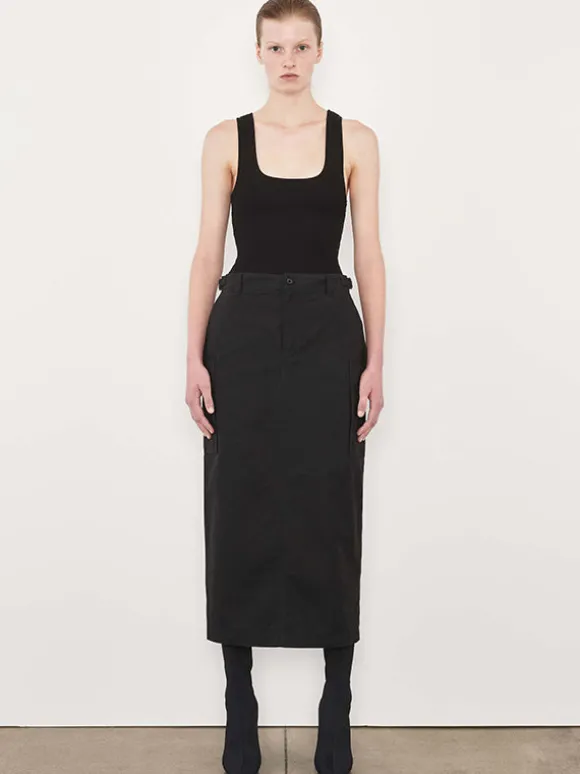 Cargo Skirt Midi in Black
