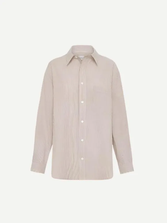 Classic Stripe Shirt in Taupe Pinstripe