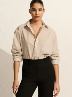 Classic Stripe Shirt in Taupe Pinstripe