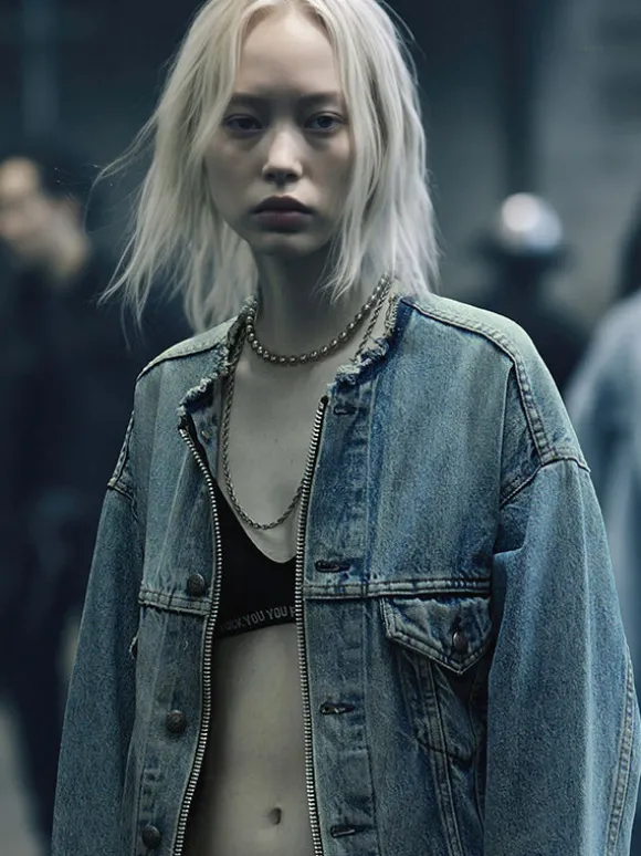 Collarless Trucker Jacket in Caxton Blue