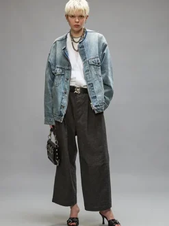 Collarless Trucker Jacket in Caxton Blue