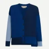 Colour Block Cashmere Cardigan in Ocean