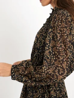 Dalida Dress in Black/Ochre