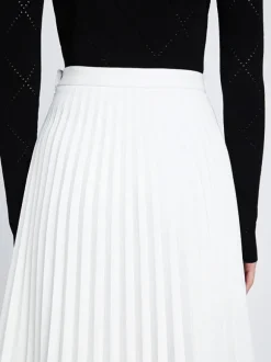 Daphne Faux Leather Pleated Skirt in Off White
