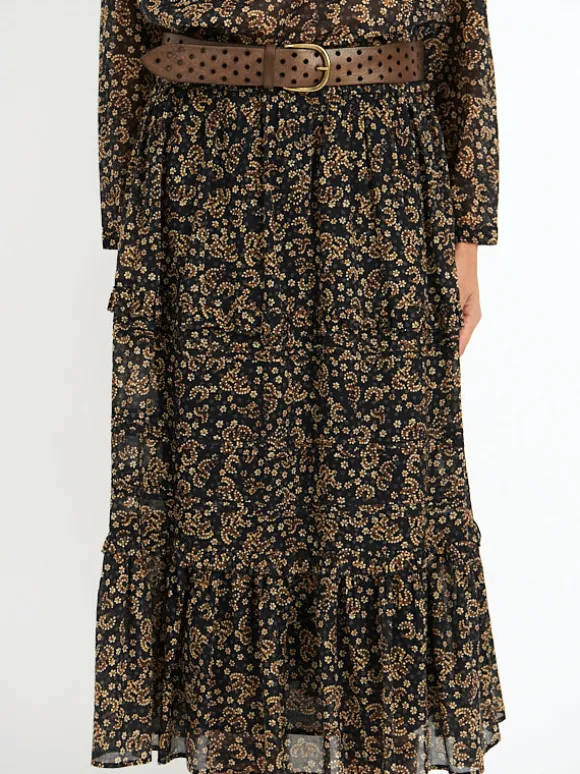 Diya Skirt in Black/Ochre