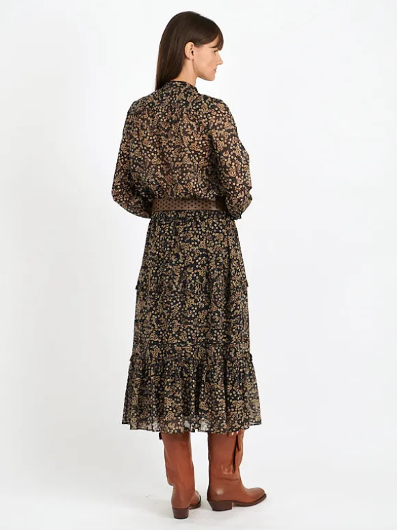 Diya Skirt in Black/Ochre
