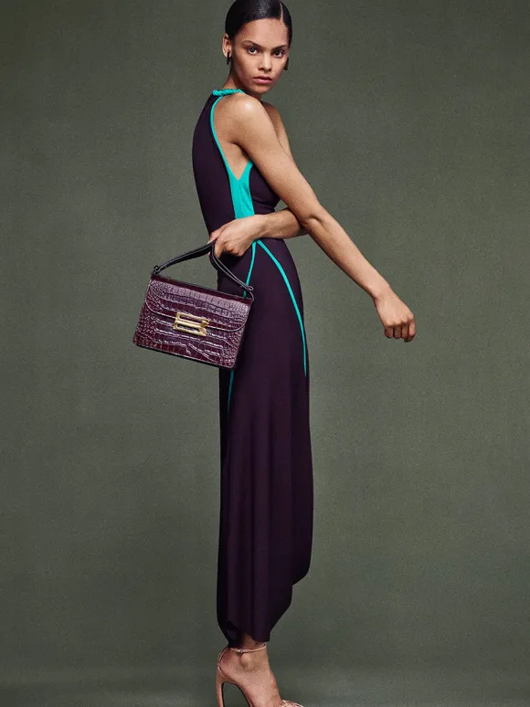 Double Layer Jersey Dress in Ebony/Peacock