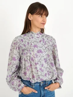 Dubna Top in Ecru/Lilac