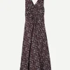 Fatima Ruched Tank Dress in Mira Floral Wine Tasting