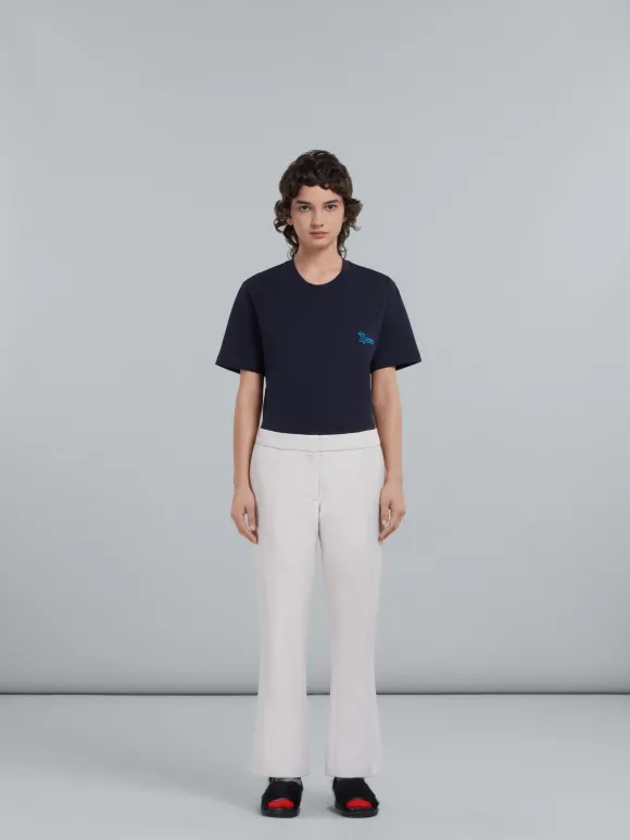 Flared Cavalry Wool Trousers in Snow