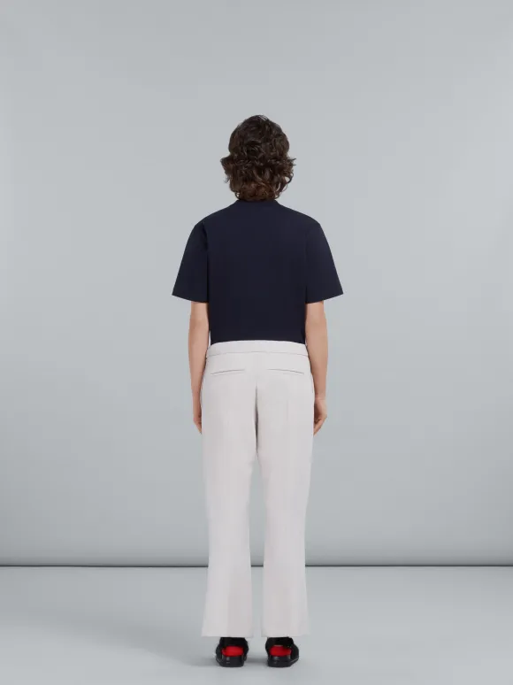 Flared Cavalry Wool Trousers in Snow
