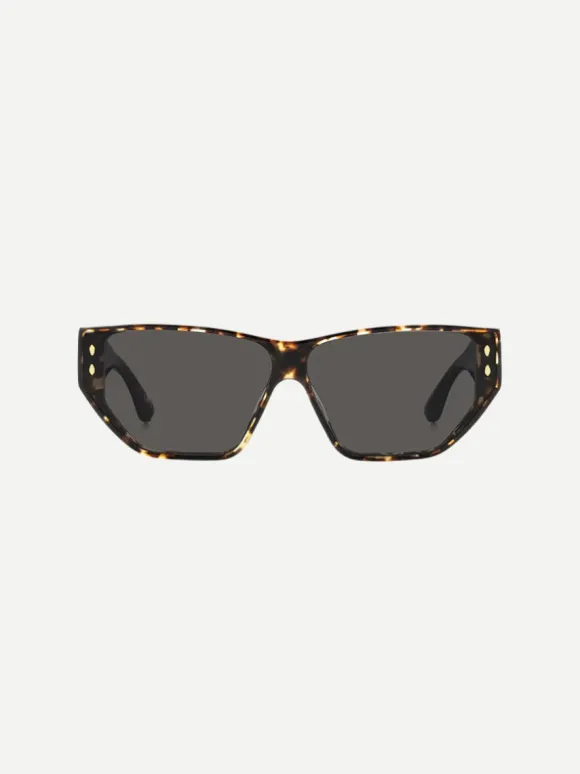 Flat Framed Square Sunglasses in Havana