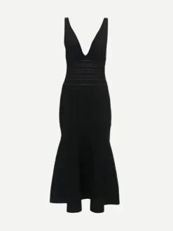 Frame Detail Sleeveless Dress in Black