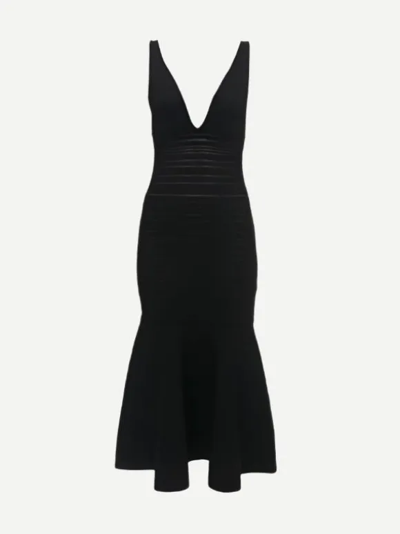 Frame Detail Sleeveless Dress in Black