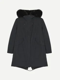 Fur Lined Waterproof Parka in Noir