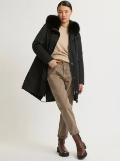 Fur Lined Waterproof Parka in Noir