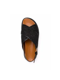 Fussbett Sandals in Black Rafia