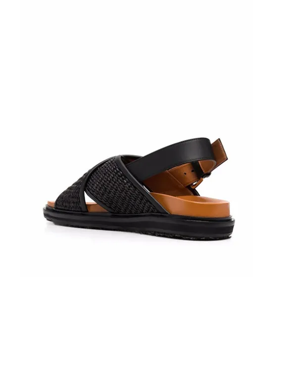 Fussbett Sandals in Black Rafia