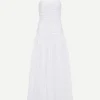 Gathered Drop Waist Dress in White