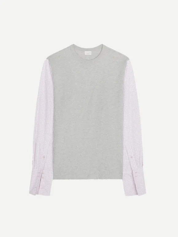Heos Contrast Sleeves T-Shirt in Grey Melange