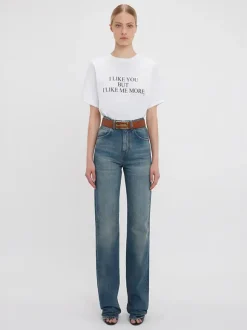 I Like You But I Like Me More Slogan Tee in White