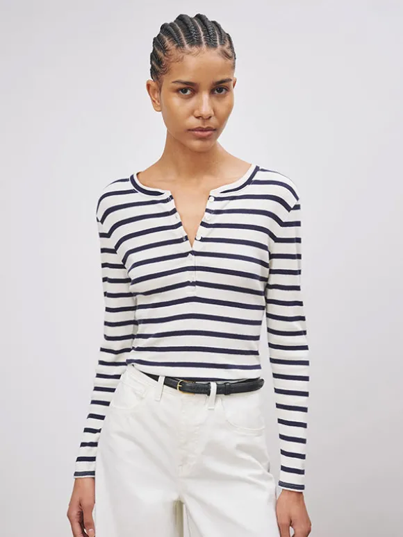 Jordan Henley Tee in Navy Stripe