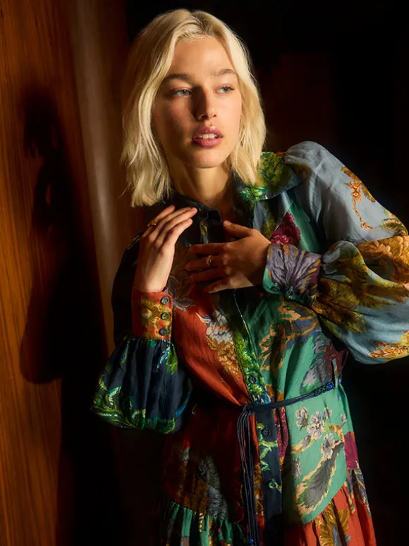 Juno Midi Shirt Dress in Spliced