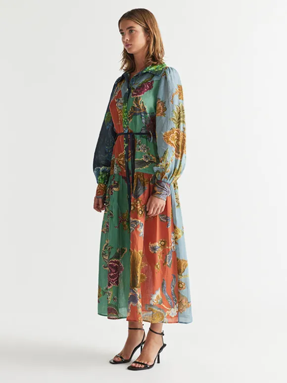 Juno Midi Shirt Dress in Spliced