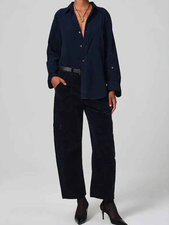 Kayla Corduroy Shirt in Navy