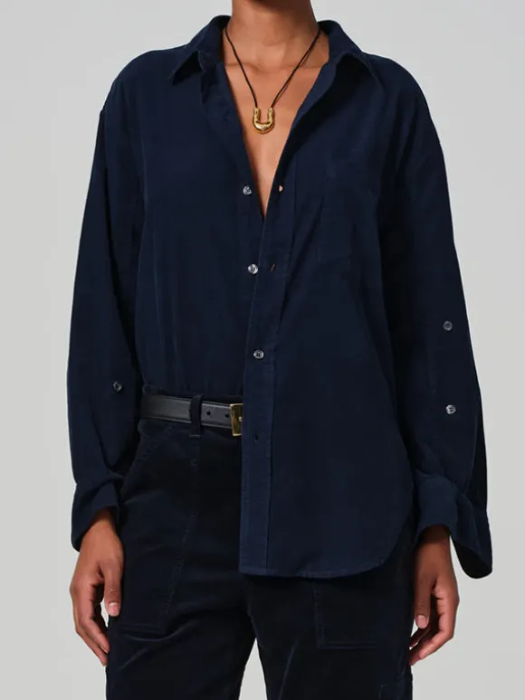 Kayla Corduroy Shirt in Navy