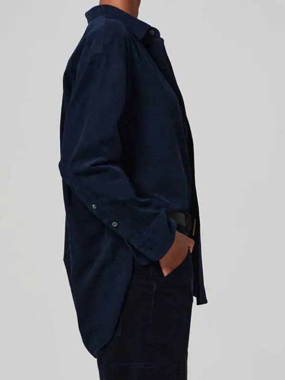 Kayla Corduroy Shirt in Navy