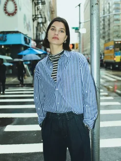 Kayla Shirt in Navy Mesa Stripe