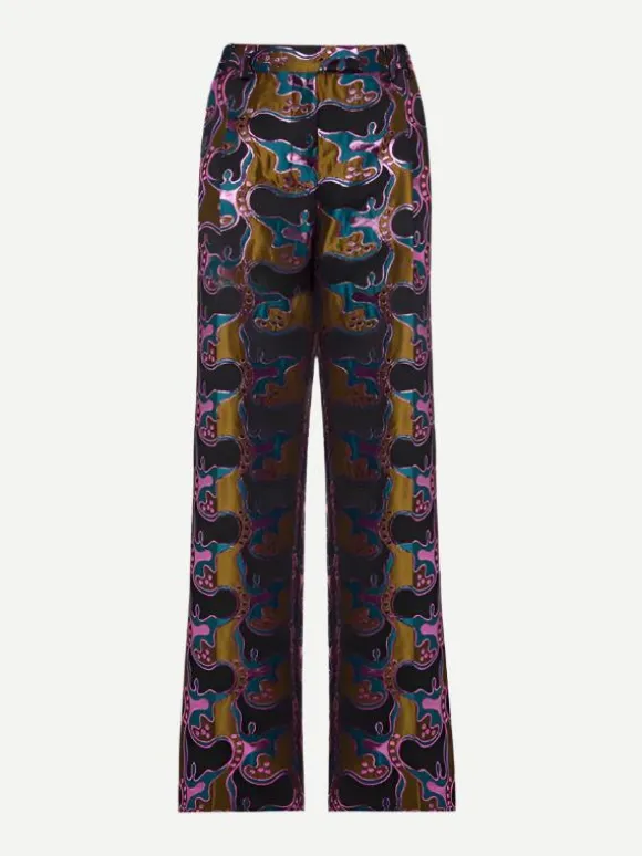 La Comasca Pants in Jacquard Spritz Blue Petrol