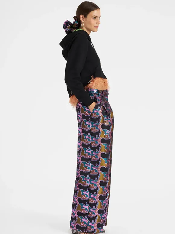 La Comasca Pants in Jacquard Spritz Blue Petrol
