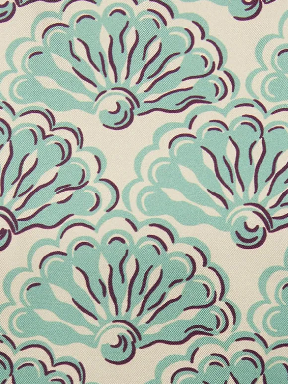 Long and Sassy Dress in Silk Mint Fans