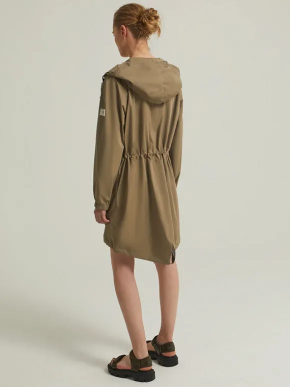 Long Fishtail Waterproof Parka in Mid Khaki