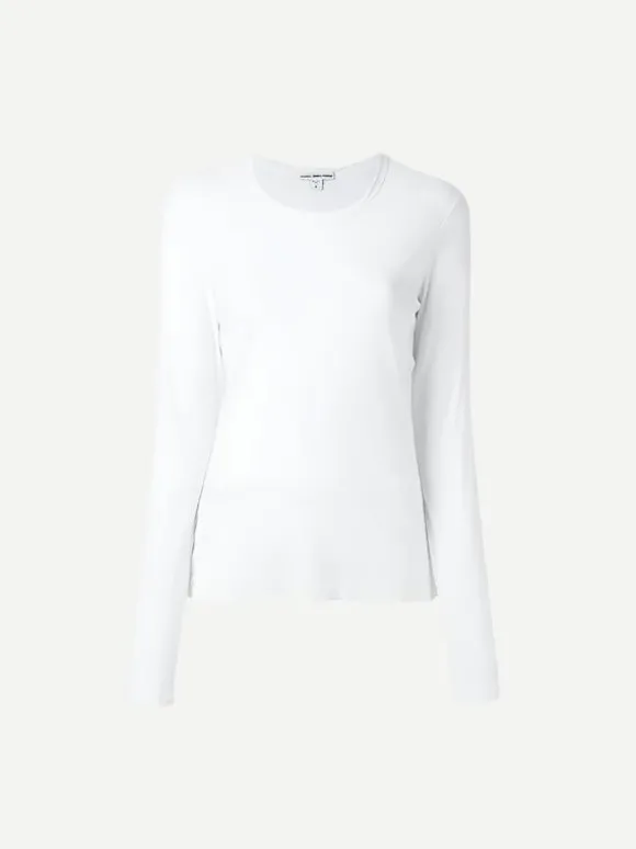 Long Sleeve Slub Tee in White