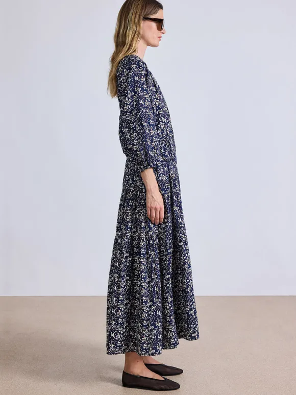 Luminile Tier Maxi Dress in Mira Floral Navy